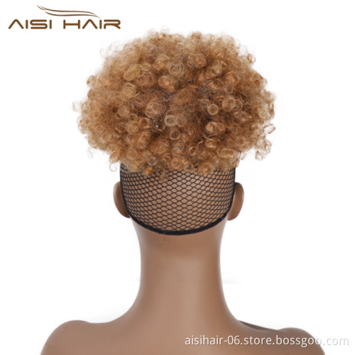 Aisi Hair Curly Chignon With Bangs High Quality Accessory Braid Extension For Women Scrunchie Afro Kinky Hair Donut Bun Maker